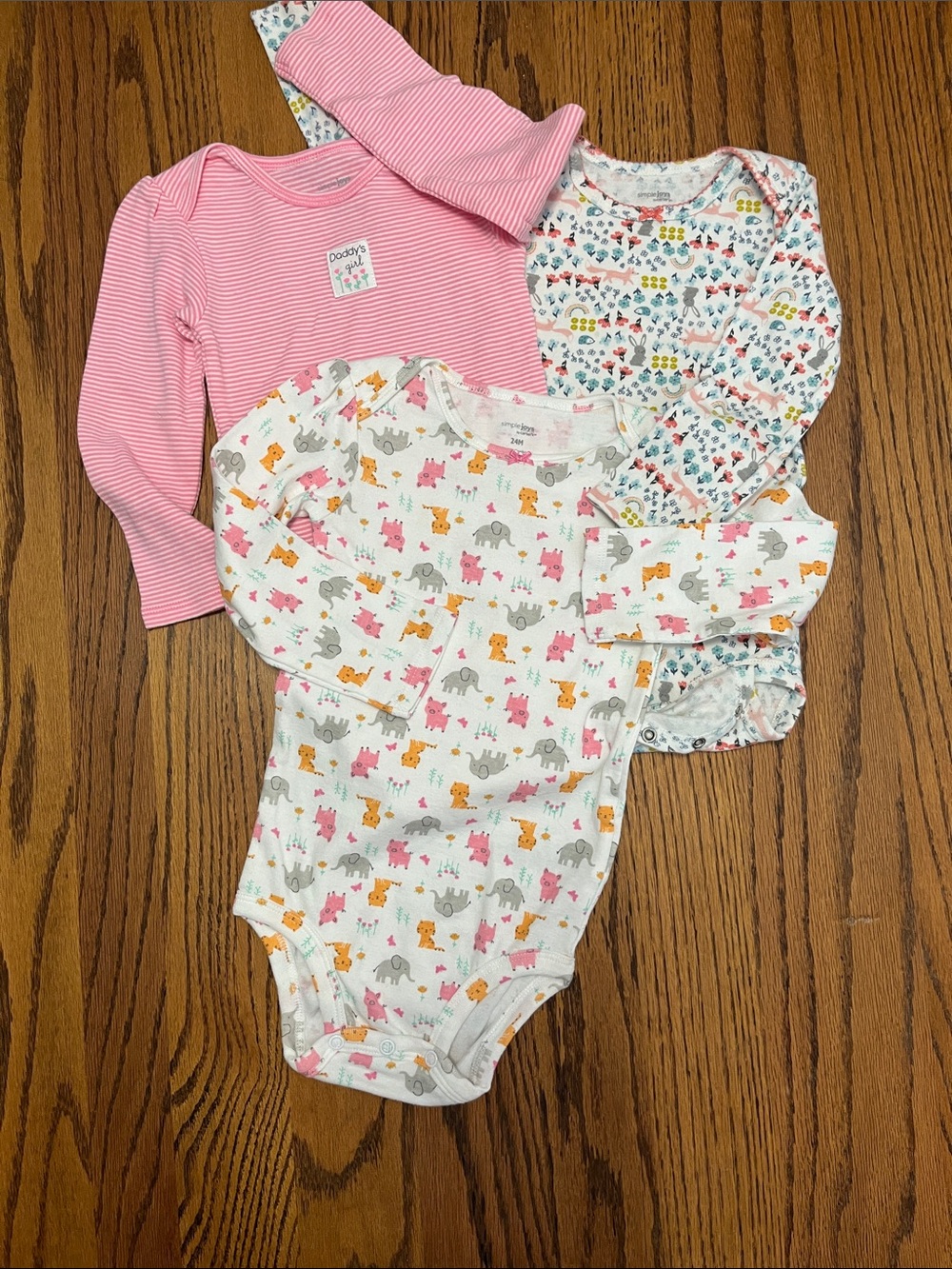 Carter's Pink Stripe & Multi Animal Print Long-Sleeve Bodysuits (3-Pack)